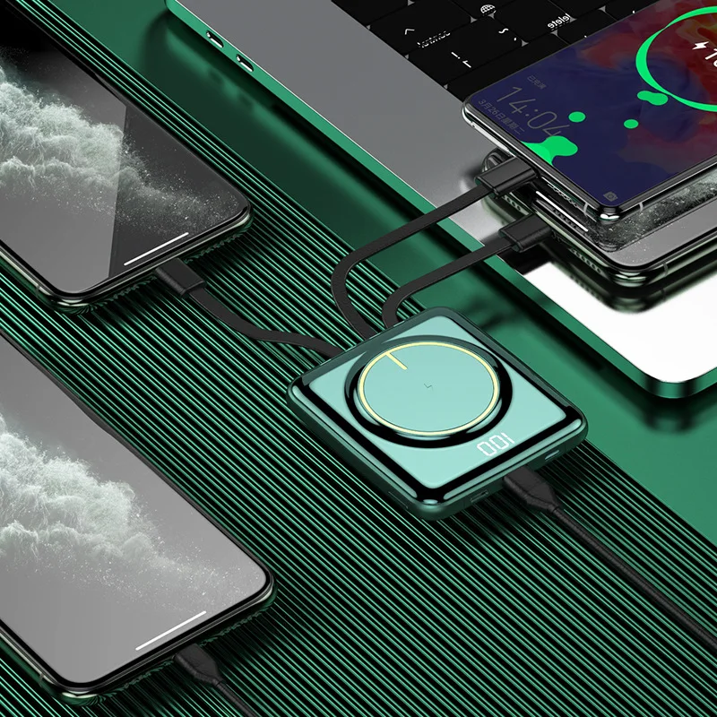 Caricabatterie Wireless Mini Power Bank caricabatteria portatile Powerbank con cavo batteria esterna per iPhone 15 Xiaomi 14 20000mAh