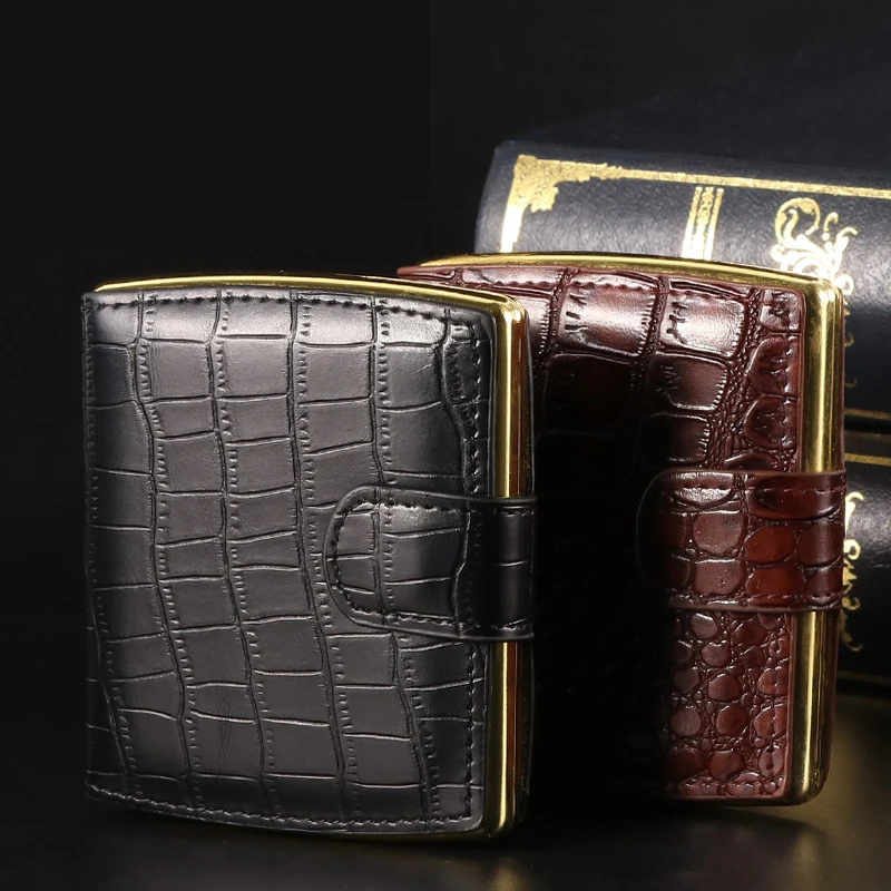 Luxury Leather Cigarette Case for 10 Cigarette Box Holder for Men Gift Cigarette Cover Tobacco Pouch Smoking Accessories