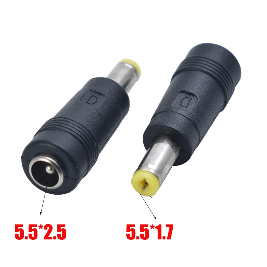 1 sztuk DC Power 5.5*2.5 kobieta do 5.5*1.7 mężczyzna gniazdo ładowarki Adapter interfejsu męski konwerter wtyczki złącze do laptopa