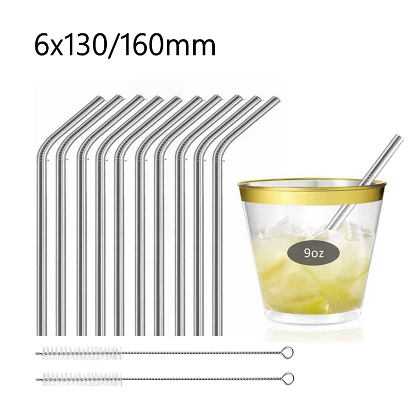 10 Pack Reusable Metal Straws 5 Inch Short Drinking Cocktails Straw 304 Stainless Steel Kids Drinking Straw for Kid Travel Bar