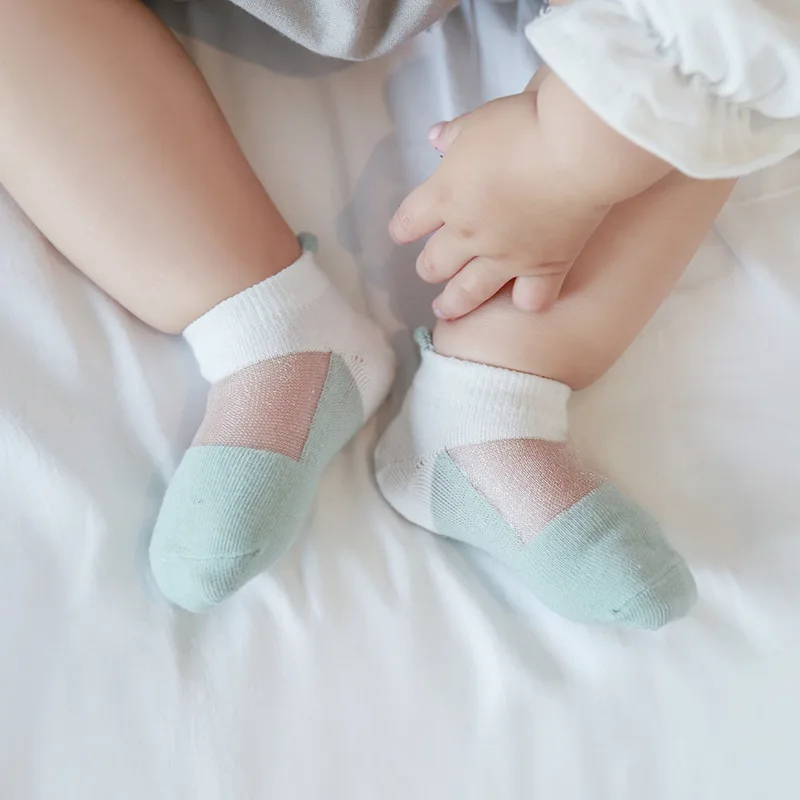 1 Pair 6~12 Monthes Old Baby Short Sock Breathable Newborn Boy Girl Ankle Socks Infant Baby Summer Silk Cotton Fabric Sock