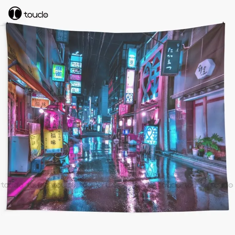 Tokyo At Night - Shimbashi Tapestry Tapestry Wall Hanging For Living Room Bedroom Dorm Room Home Decor Printed Tapestry