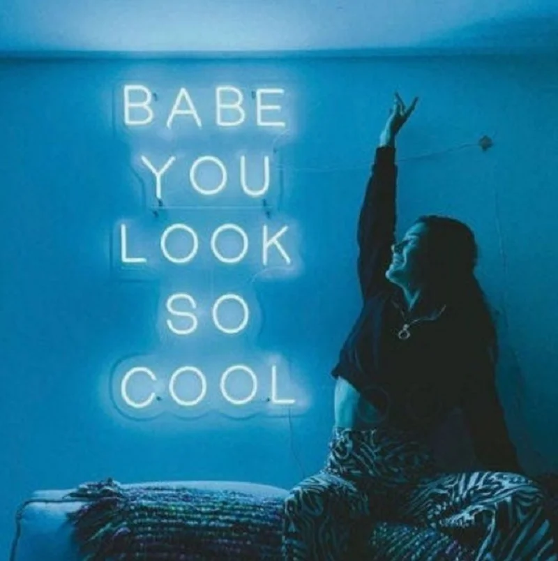 Custom BABE YOU LOOK SO COOL Neon Sign Led Acrylic Flex Transparent Light Decor Window Wall Hanging for Home Room Wedding Party