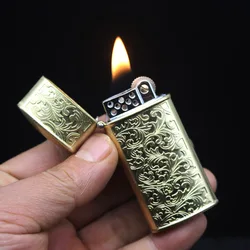 Vintage Flint Kerosene Lighters Flame Retro Metal Grinding Wheel Petrol Old Trenches Cigarette Lighter Smoker Gadgets