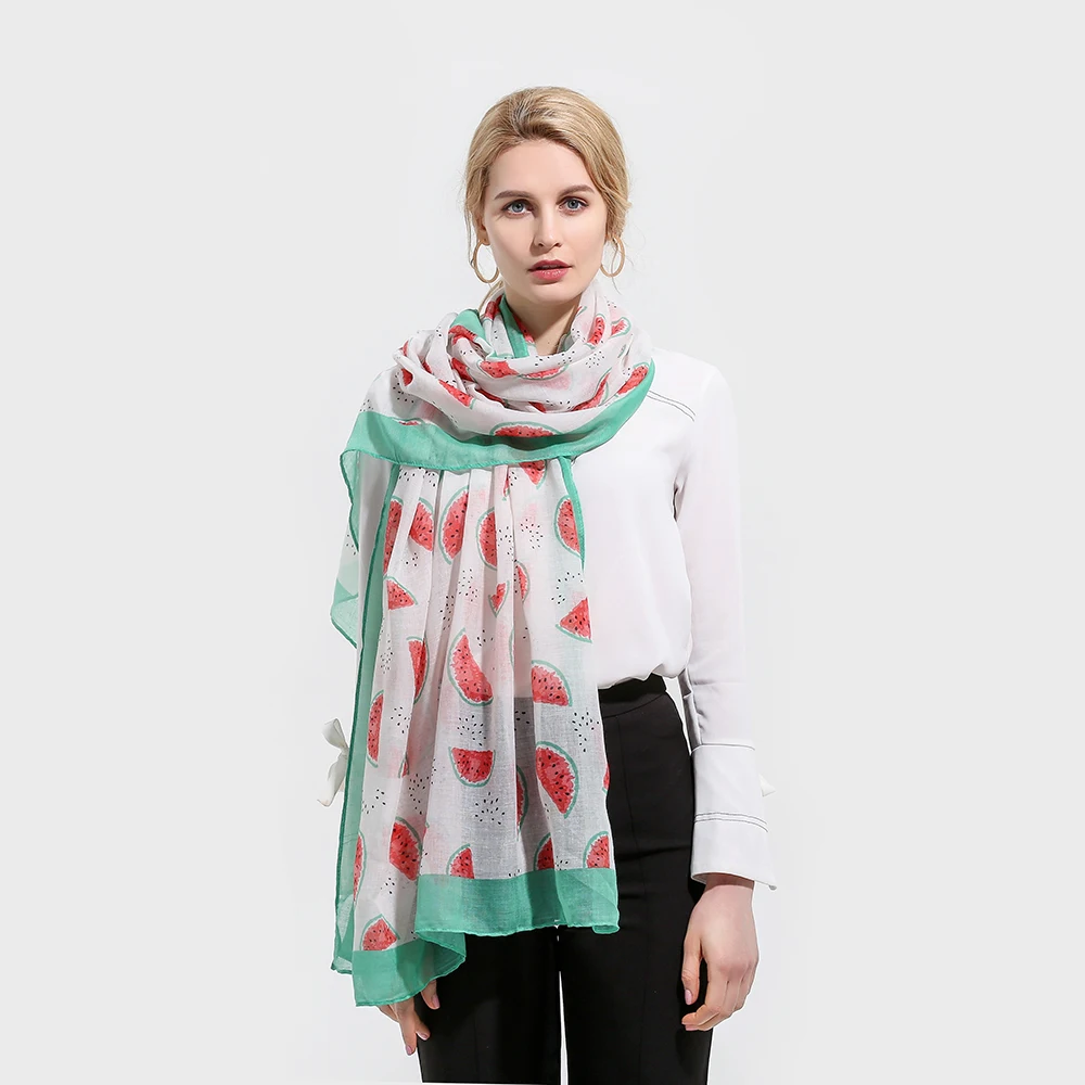 

2020 New Fashion White Red Mint Green Color Watermelon Fruit Shawls And Wraps Scarf For Womens Gifts