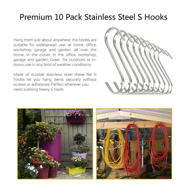 مجموعة من 10 S الفولاذ المقاوم للصدأ تعليق السنانير للمطبخ تجهيزات المطابخ أو اللحوم الجزار