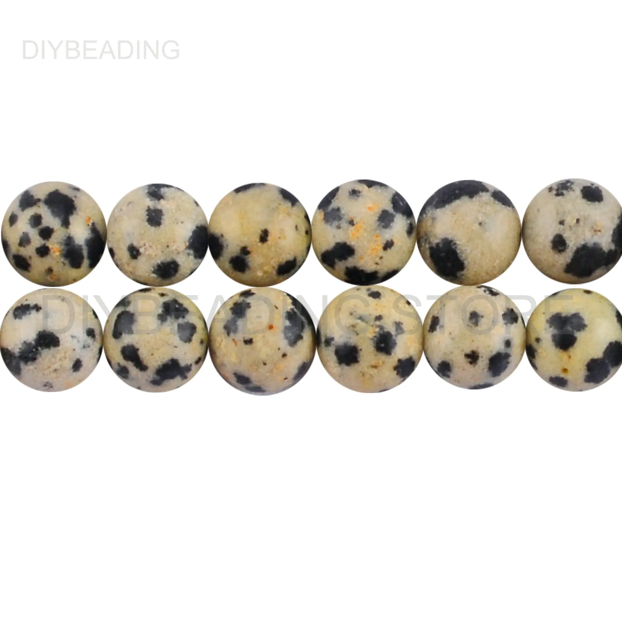 Beads with Hole Lots Wholesale Supply Natural Gray Spot Semi Precious Stone Spacer Smooth Round Bead for Making Jewelry 4-14mm