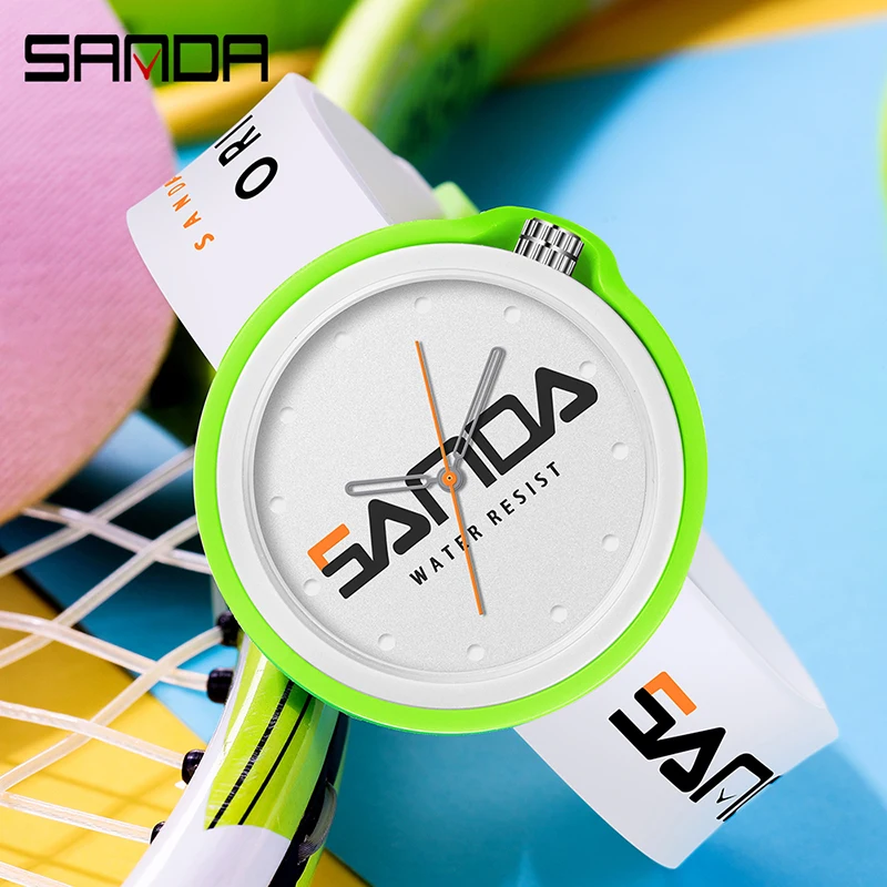 SANDA Product Fashion Brand Ladies Watch Sports Silicone Quartz Cool Waterproof Red White Black Wrist Watch Casual Men Clock