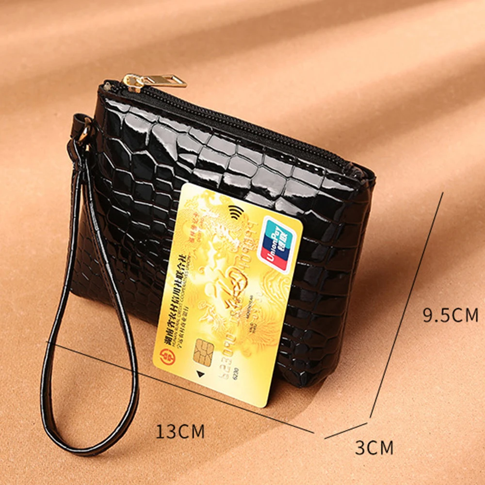 New Mini Women\'s Wallet Crocodile Pattern Short Zipper Wrist Small Coin Bag Fashion Pu Leather Ladies Card Holder Coin Purse