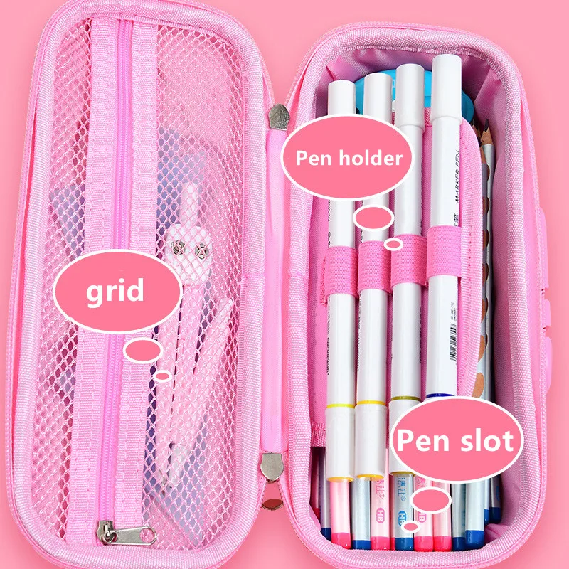 3D EVA pen case Password lock pencil case cute stationery box Cartoon animal pencil box student pen bag kid School supplies gift