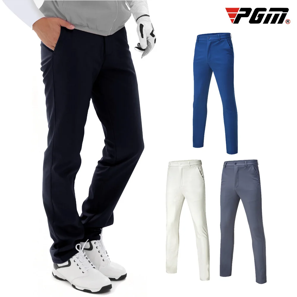 PGM Autumn Winter Waterproof Men Golf Trousers Thick Keep Warm Windproof Long Pant High Elastic Tennis Clothing