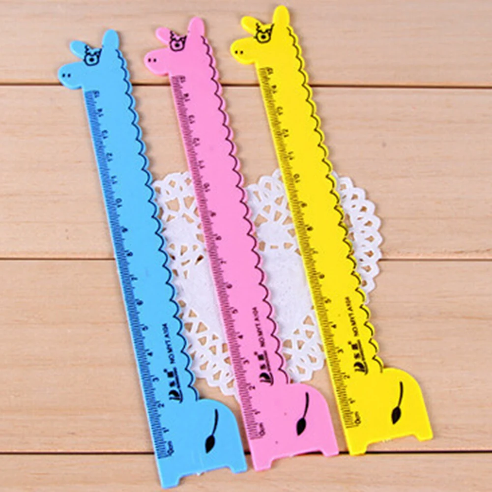 1 PC Student Ruler School Supplies Children Cute Animal Cartoon Giraffe Plastic Straight Ruler