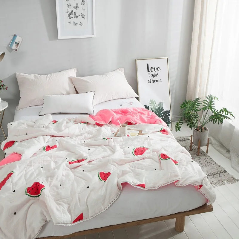 

150cm*200cm 180cm*200 200cm*230cm American bedspread pastoral print throws blanket summer thin comforter air condition blanket