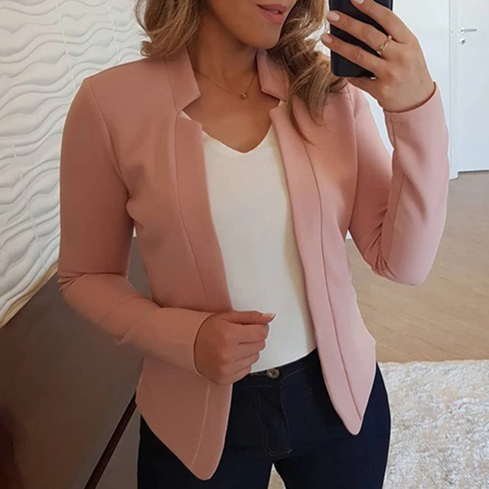 Blazer à Manches sulfet Col Montant pour Femme, Vêtement Solide, à la Mode, Collection Automne