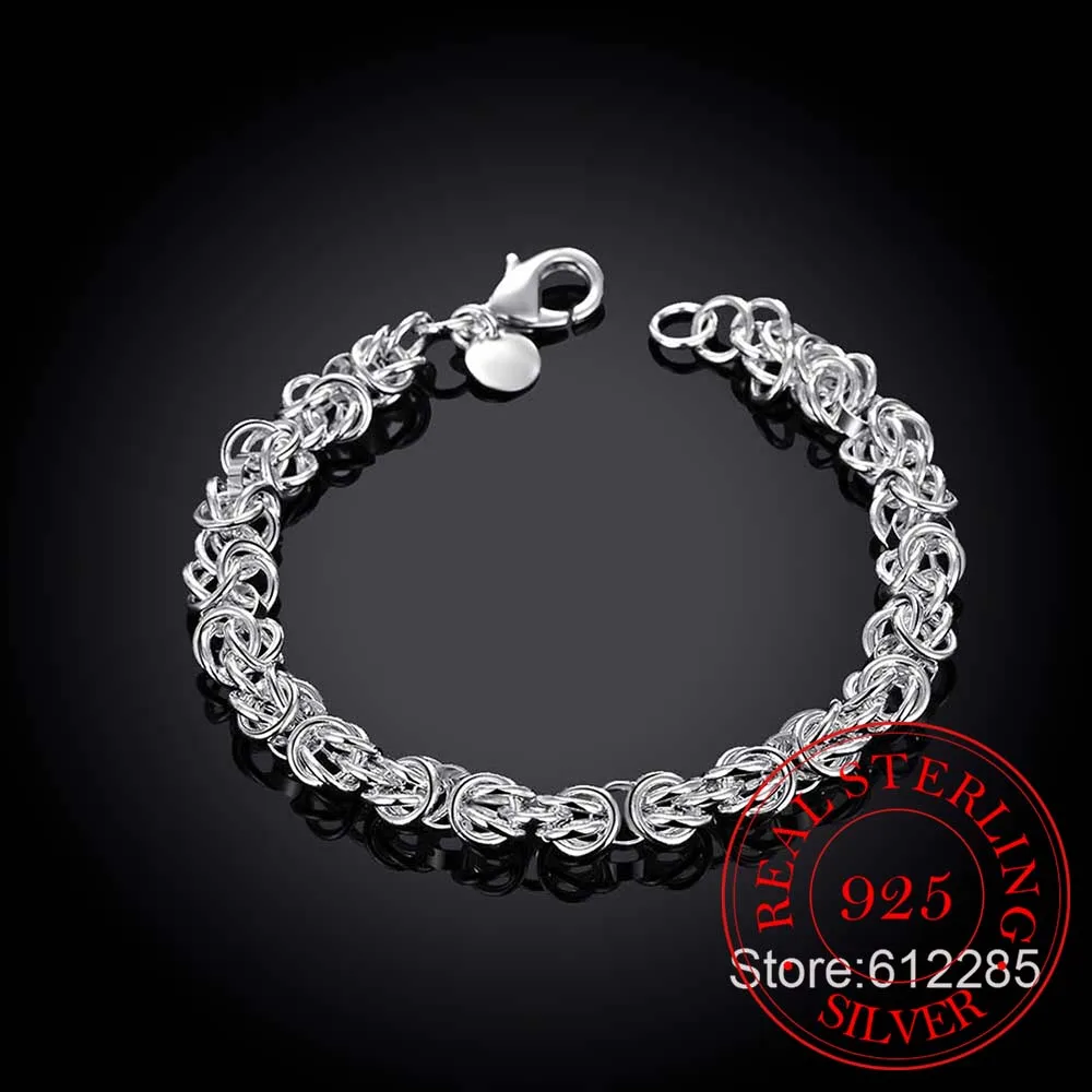 100% Real 925 Sterling Silver Bracelets For Women Fashion Leading Shrimp Buckle Charm Chain Bracelets Bangles Day Wear