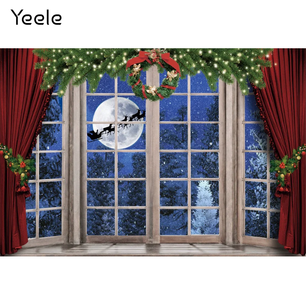 Yeele คริสต์มาส Photocall ฉากหลังหน้าต่าง Santa Claus Baby Shower Decor พรรคถ่ายภาพพื้นหลังถ่ายภาพ Photo Studio