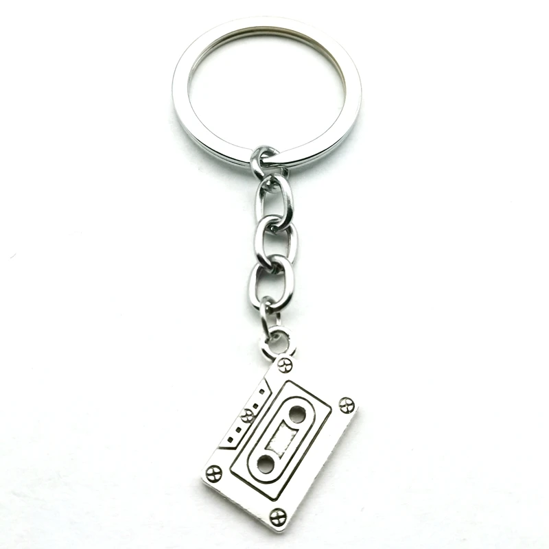 جديد خمر شريط مسجل صغير المفاتيح ستار المطارد هدية ميكروفون نموذج لطيف قلادة المفاتيح نجمة تذكارية DIY بها بنفسك اليدوية