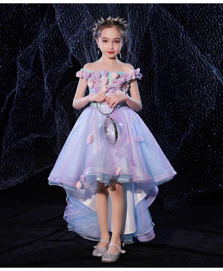 New Luxury Princess Ball Gowns Wedding Tutu Dress for Girls Party Flower Girl Dresses Shoulderless Children Evening Prom Frocks