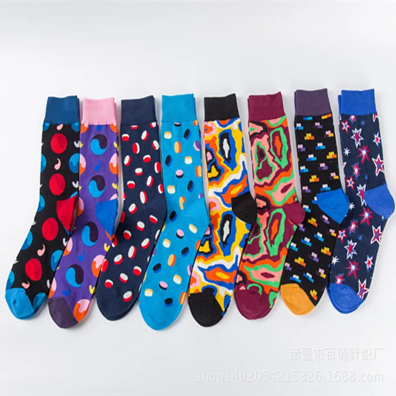 

8 pairs of socks plus size new trendy socks men's mid-tube socks manufacturers socks wholesale street skateboard socks