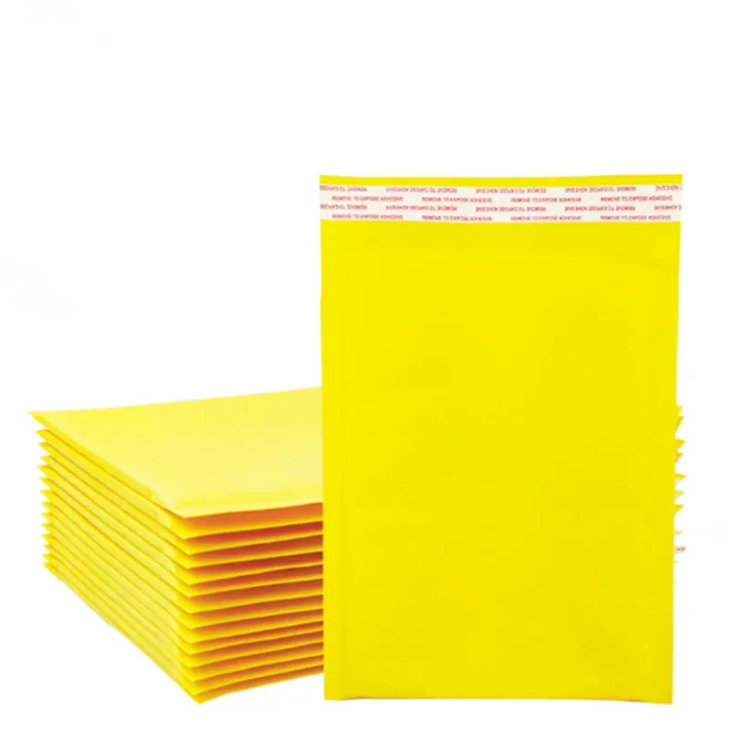 50 pçs multi tamanhos saco de bolhas amarelo papel kraft bolha envelope à prova dwaterproof água envio sacos com bolha negócio acolchoado envelope