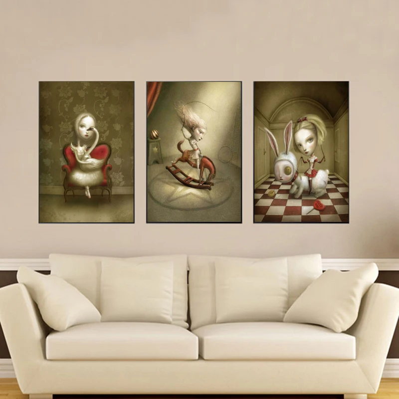 Canvas Painting Nicoletta Ceccoli Print Modular Doll Poster Wall Art HD Girl Pictures Fairy Tale World Home Decor Bedroom