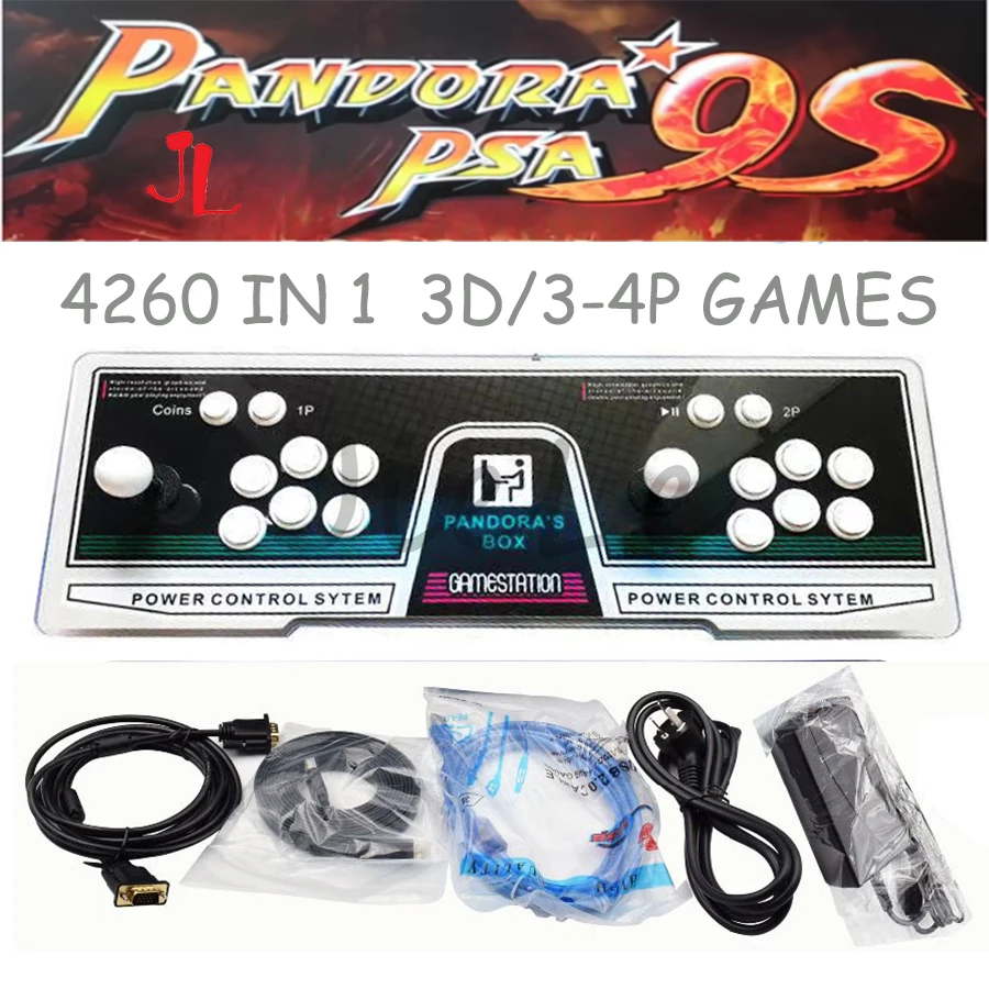 Pandora 9S Arcade Console 4260 In 1 6 Button & Sticker Custom Retro PCB Motherboard with 16*3d Games HDMI VGA Record High Score