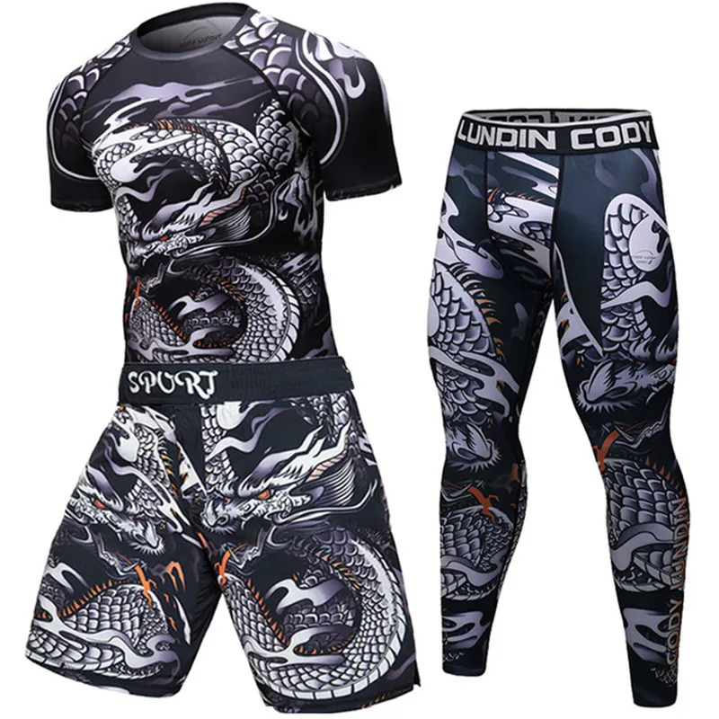 

Новинка 2021, Мужские боксерские Трикотажные изделия для MMA Rashguard Jiu Jitsu для фитнеса, BJJ, набор для кикбоксинга, шорты Muay Thai, футболка, штаны, спортивный костюм