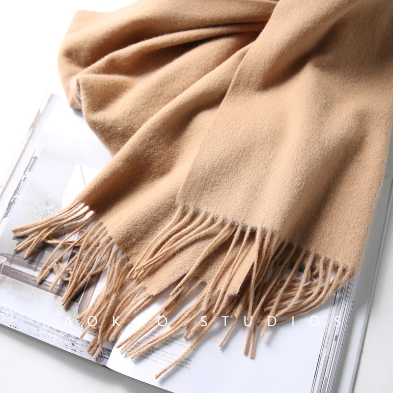 100% Wool Winter Scarf Women Scarves Adult Solid Luxury Autumn Fashion Designer Scarf Poncho Scarfs for Ladies Wrap