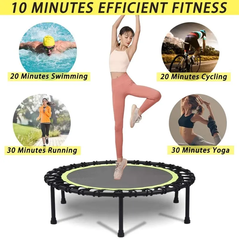 40 Inch Mini Fitness Trampoline For Adults 400bls Indoor Outdoor Silent Jumping Bed Elastic Trampolines Aerobic Exercise Workout