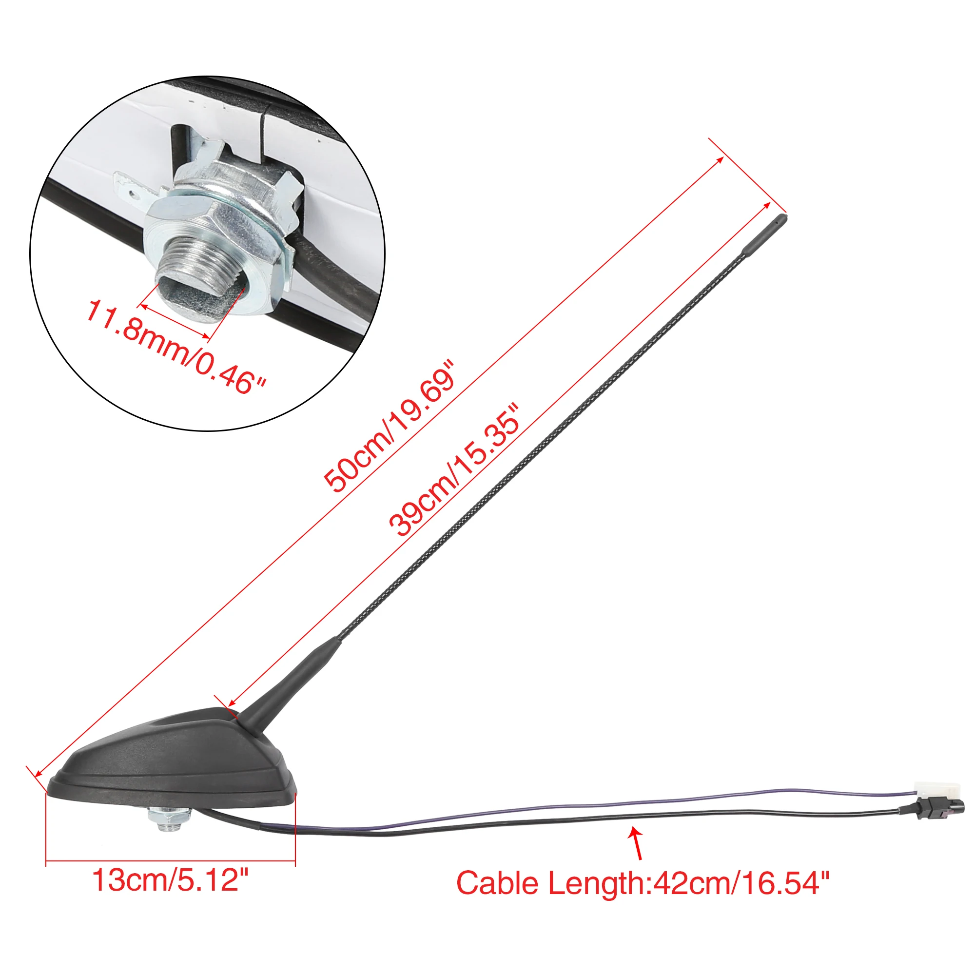 UXCELL Car Roof Mounted Radio Antenna Aerial Mast for Benz Sprinter 06-17 A9068200475 Plastic,Rubber,Metal