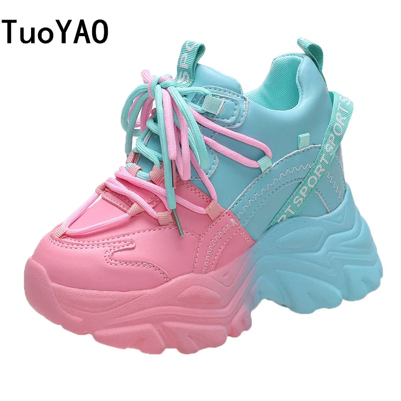 

Spring Mixed Colors Women Sneakers Breathable Platform Shoes 2025 Designer Chunky Sneakers Fashion Autumn Femme Dad Casual Shoes