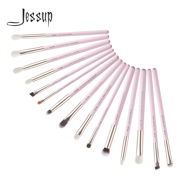 Jessup zestaw pędzli do makijażu 15 sztuk pędzel do makijażu powiek cień do powiek eyeliner do brwi mieszanie korektor zestawy przyborów kosmetycznych pędzel z włosia kozy