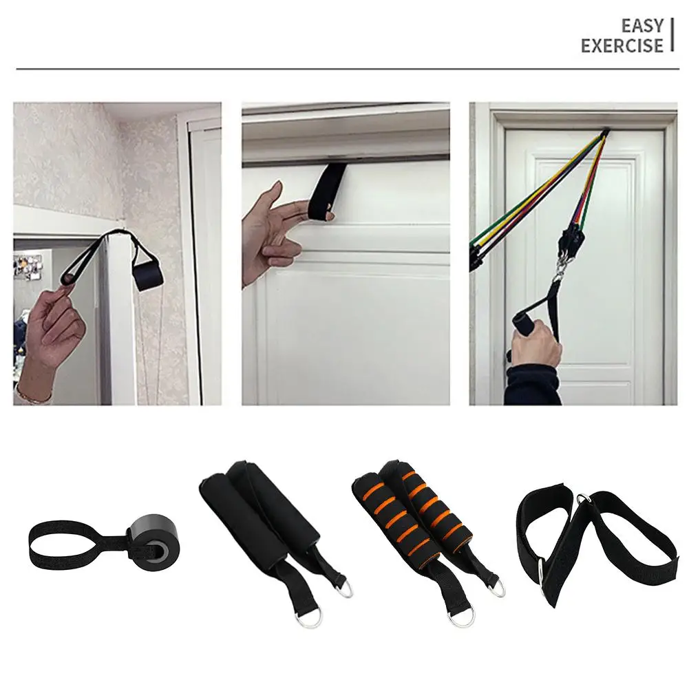 TPE Leg Ankle Strap Door Anchors Handle Resistance Bands Set Yoga Exercise Fitness Bands Set With Door Anchors Optional Handles