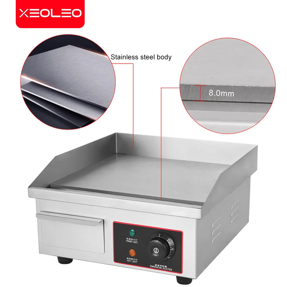 XEOLEO Electric Teppanyaki Hand Cake Machine Grilled Squid/Tofu/Spike Potato Flat Plate Kitchen Cuisine Food Processor