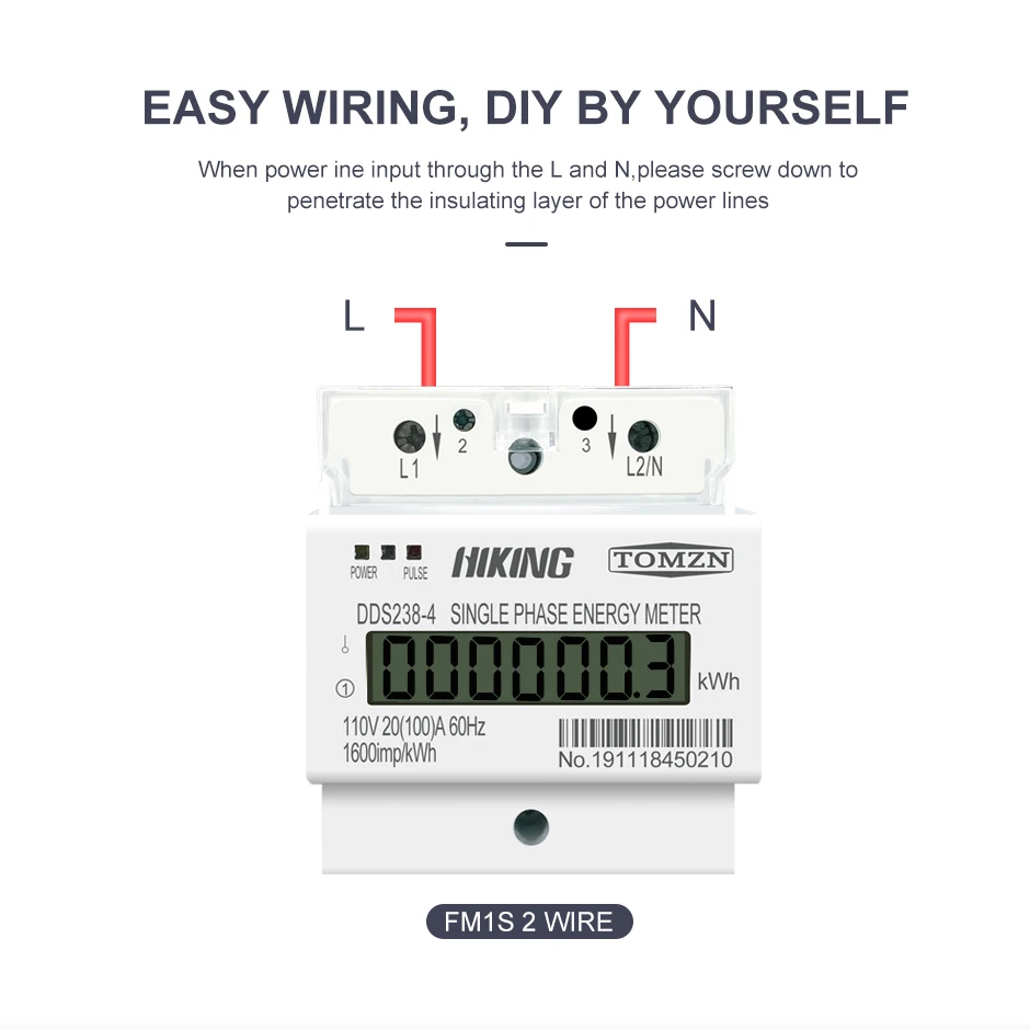 20(100)A 110V 60HZ DDS238-4 Single phase Din rail KWH Watt hour din-rail energy meter LCD