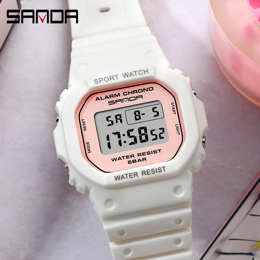 SANDA Fashion New Women Sports Watch G Waterproof Digital LED Ladies Military Electronic Army Wristwatch Clock Girl Reloj