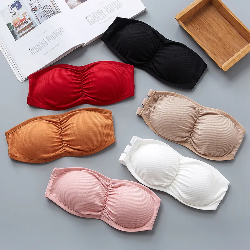 Seamless Strapless Bra One-piece Wrapped Tube Top Removable Pads Bras for Women Soft andeau Sexy Lingerie Tube Tops