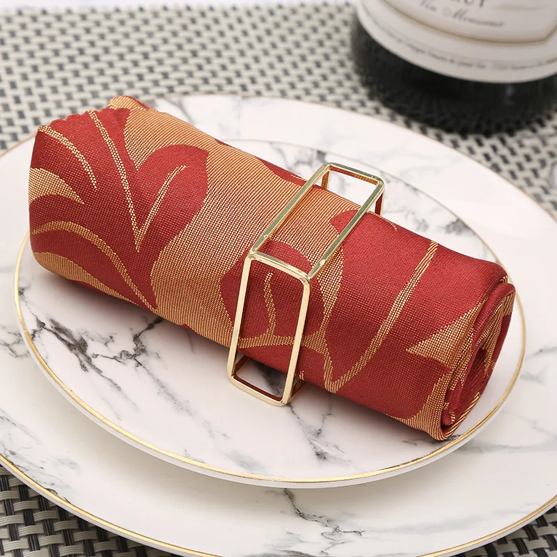 유럽 중공 스퀘어 냅킨 링, 골드 버클, 테이블 장식, 웨딩, 호텔, 크리에이티브, 10Pcs