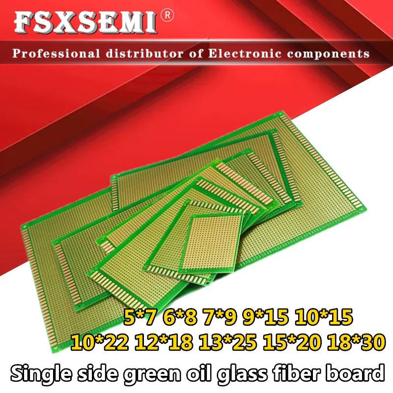 Single Side Prototype PCB Universal test board circuit Peg Board 5x7 6x8 7x9 9x15 10x15 10x22 12x18 13x25 15x20 18x30 30x40 5*7