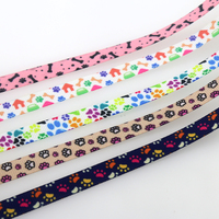 DHK 3/8'' 5yards Dog Bone Paw Printed Grosgrain Ribbon Accessory Hairbow Headwear DIY Decoration 9mm C1968