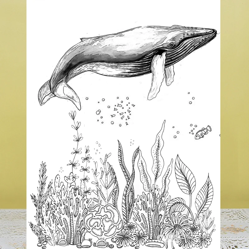 AZSG Big whale piękne ryby wyczyść znaczki/pieczęć dla DIY Scrapbooking tworzenie kartek Album dekoracyjne pieczęć silikonowa Craft