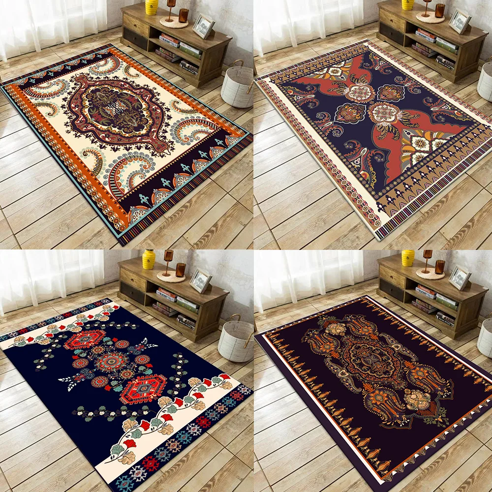 

Retro European carpet classical Indian geometry flower national style carpets for living room bedroom Area rug bedside floor mat