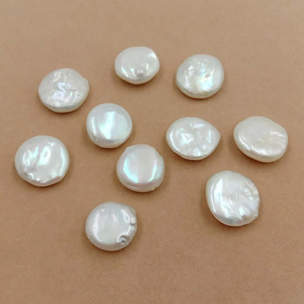 FREE SHIPPING HIGH QUALITY Nature freshwater loose pearl ,BIGGEST COIN shape BAROQUE,full hole drilled, 18-21MM