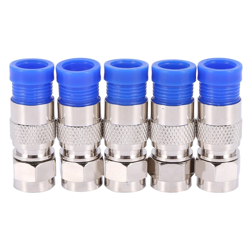 50PCS RG6 Compression Connectors Coaxial Cable Waterproof Connection F Compression Connector RG6 Coaxial Compression Tool