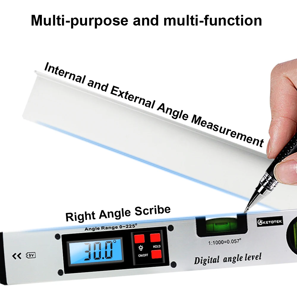 Goniometer Electronic Angle Ruler Building Protractor 225 degree Spirit Level Angle Finder 400mm Electronic Bubble Indicators