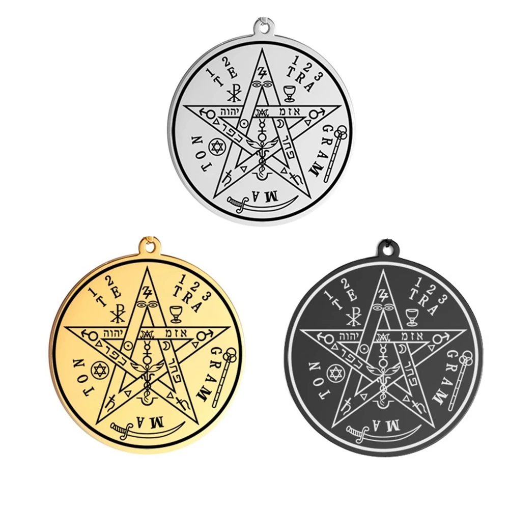 my shape 1 piece Wiccan Pentacle Pentagram Amulet Talisman Pendant for Men Necklace Stainless Steel Vintage Religous Charms