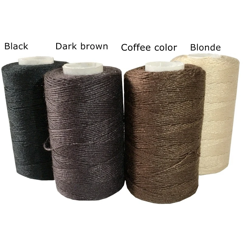 12 rolls BLACK Hair Weaving Thread Cotton Sewing Thread 1000 yards 12 rolls one box gift 1 pc 6.5cm C curved needle