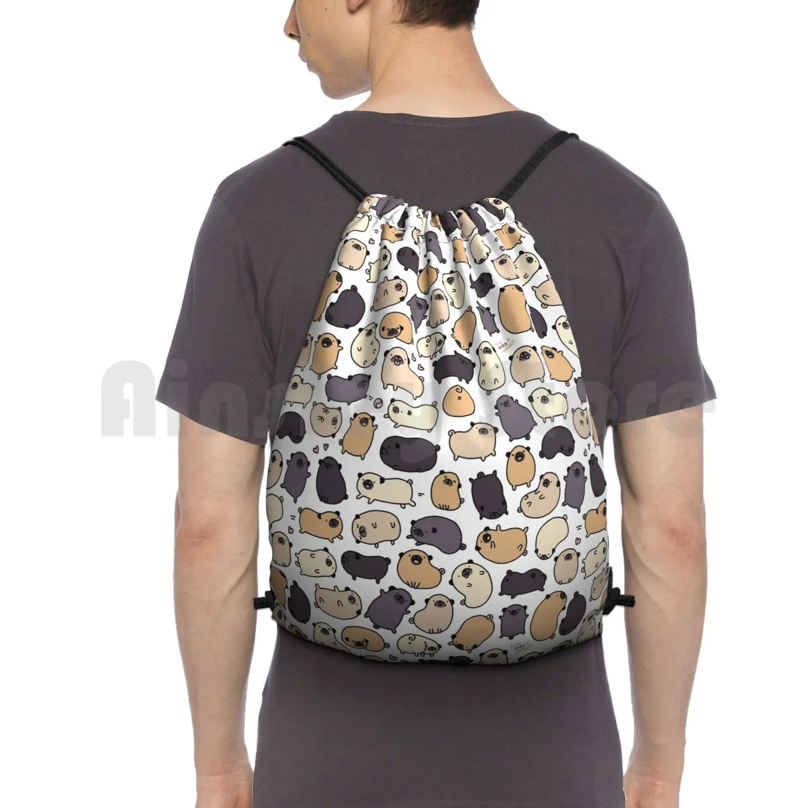 

Pug Life Doodle Backpack Drawstring Bag Riding Climbing Gym Bag Kawaii Cute Pugs Pug Pug Life Dog Dogs Doggy Cute Animals