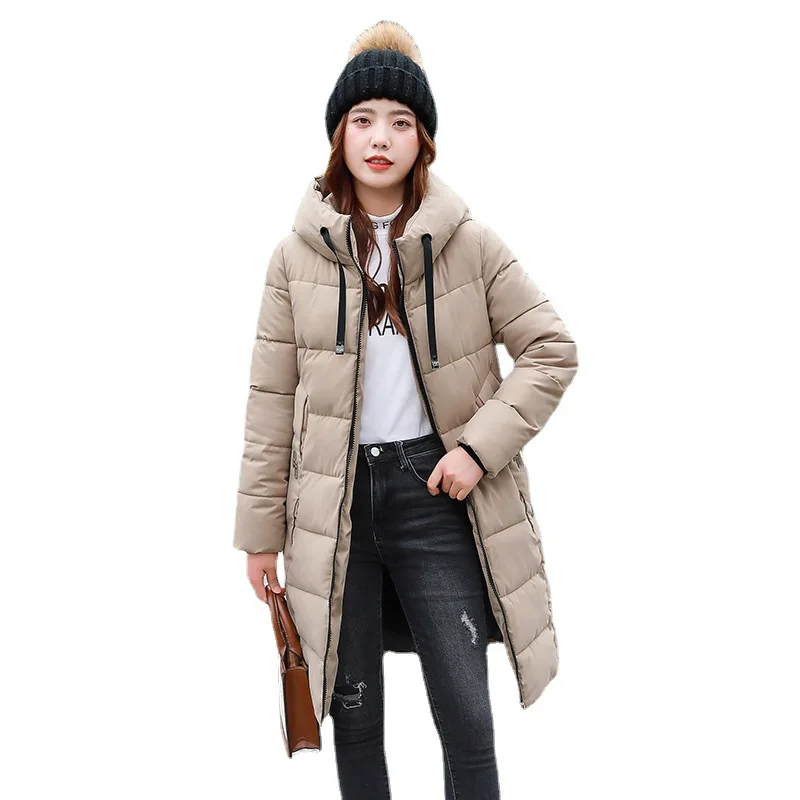 

Casual Long Parka Women Loose Zipper Hooded Cotton-Padded Coat Nice Winter Thick Outwear Khaki Red Warm Parka Feminino LD2227