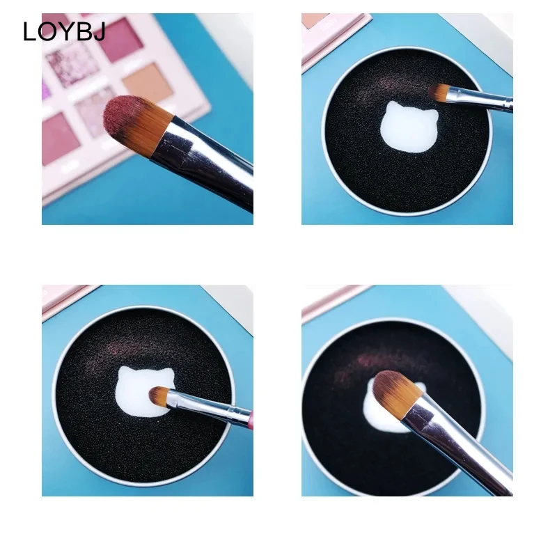 LOYBJ Makeup Brushes Cleaner Sponge Box Dry Cleaning Tool Blush Eyeshadow Eyebrow Powder Brush No-wash Quick Remove Appliance